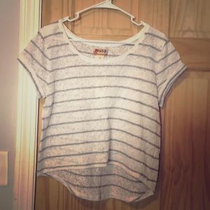 White and grey lace top.